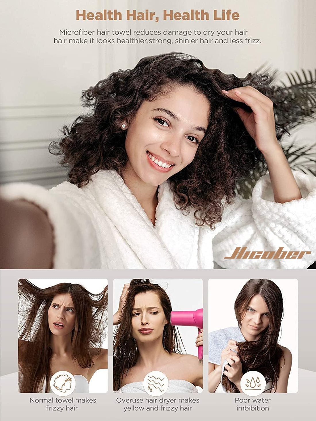 Microfiber Hair Towel Wrap, Fast Drying Hair Towels for Women, Soft Lightweight Quick Dry