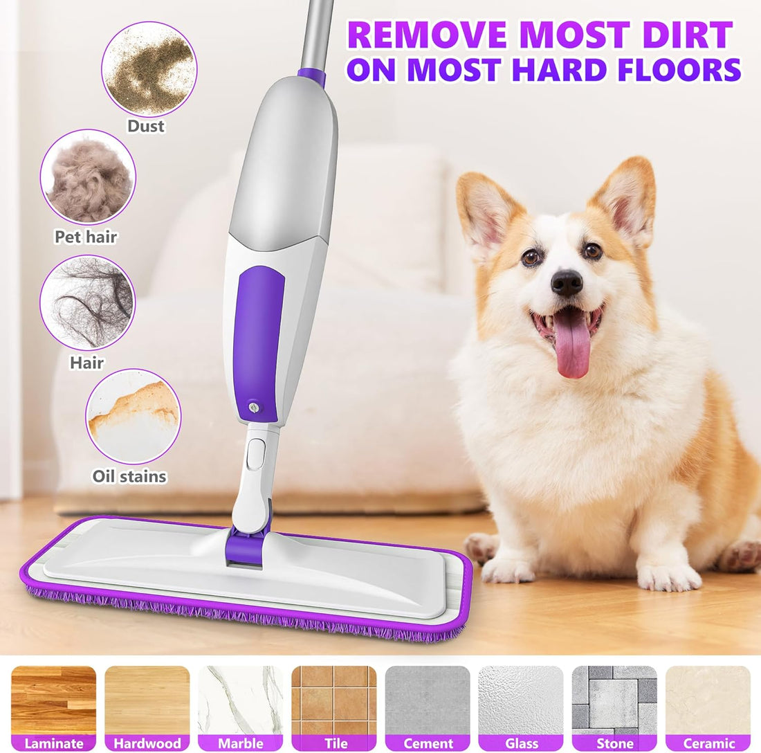 Microfiber Spray Mops for Floor Cleanin Dry Wet Floor Mop with Sprayer 3 Washable Pads fit Swiffer Powermop for Hardwood Laminate Tile Wood Vinyl Ceramic Home Kitchen Cleaning