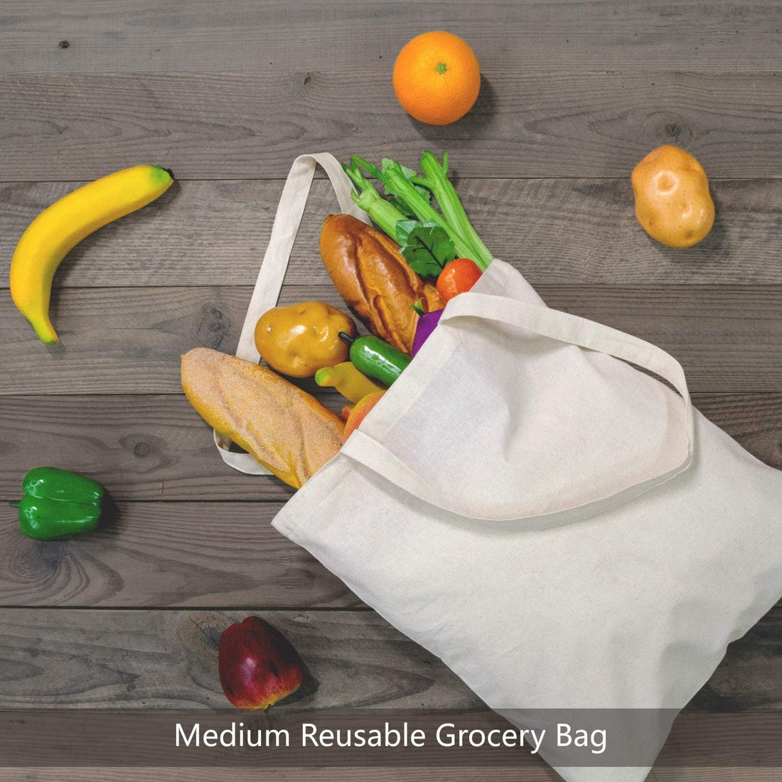 4-Pack Economical 16"x15" Cotton Tote Bags